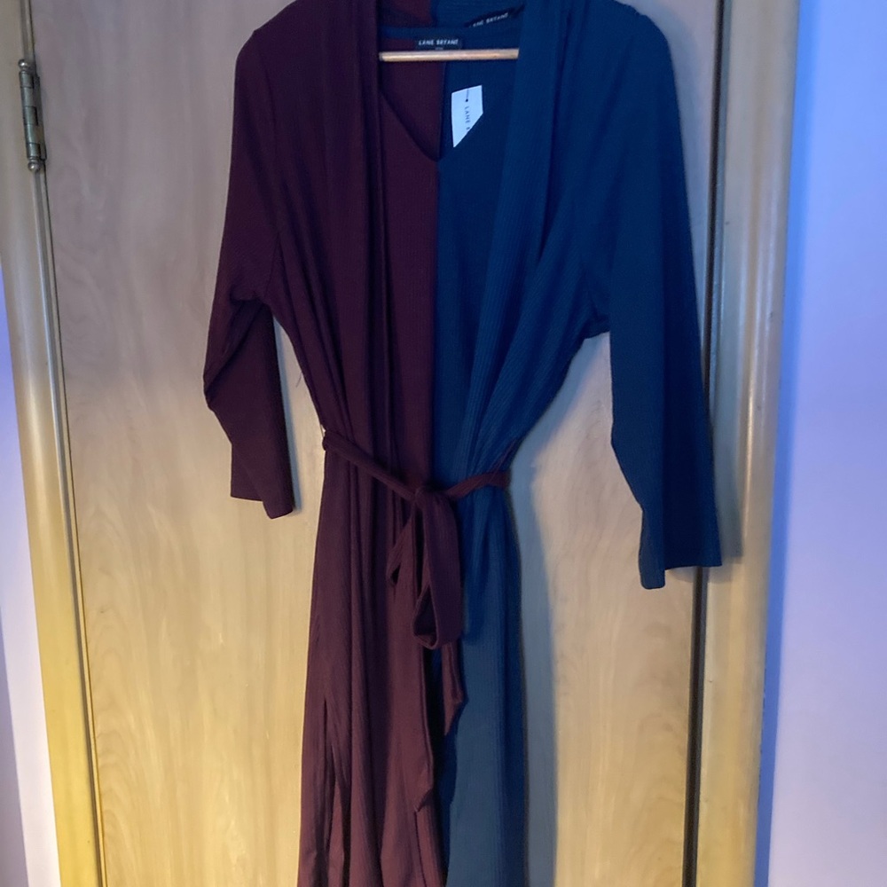 Maroon and navy body-con dress